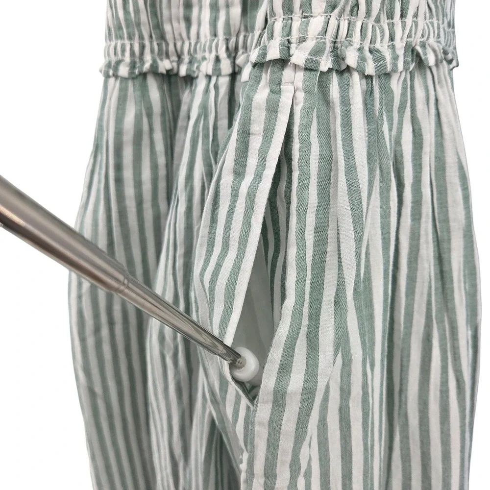 Abercrombie & Fitch Maxi Dress‎ SP Green Striped Smocked Bra-Free Cottagecore